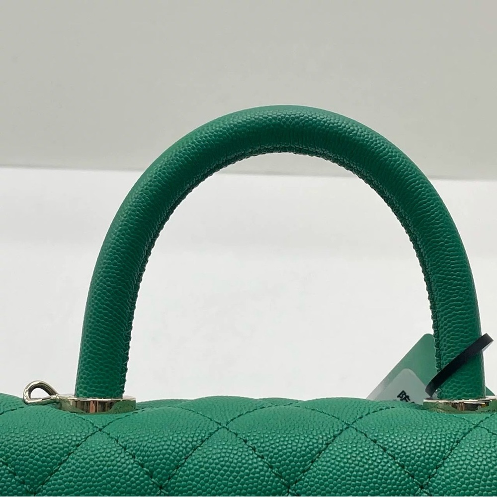 CHANEL Green Caviar Coco Top Handle Flap Bag Small GHW - Picture 8 of 15